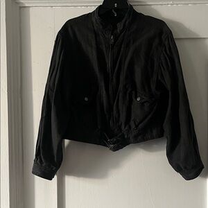 Free People Charcoal Cropped Jacket